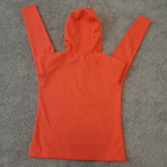 Athleta Womens Neon Orange Fleece Hooded Sweatshirt Size XS - Picture 5 of 6